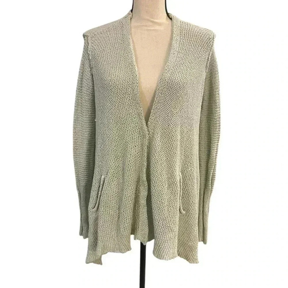 Free People drapey oversized cardigan seafoam green open knit XS - Picture 1 of 12